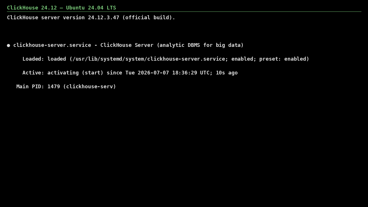 ClickHouse on Ubuntu 24.04 LTS screenshot