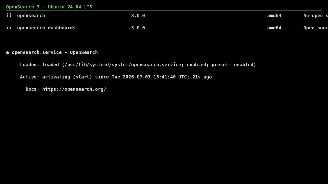 OpenSearch on Ubuntu 24.04 LTS screenshot